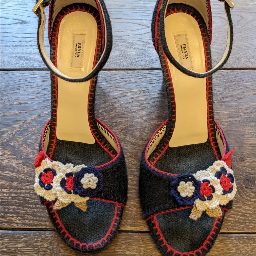 Prada crocheted wedges